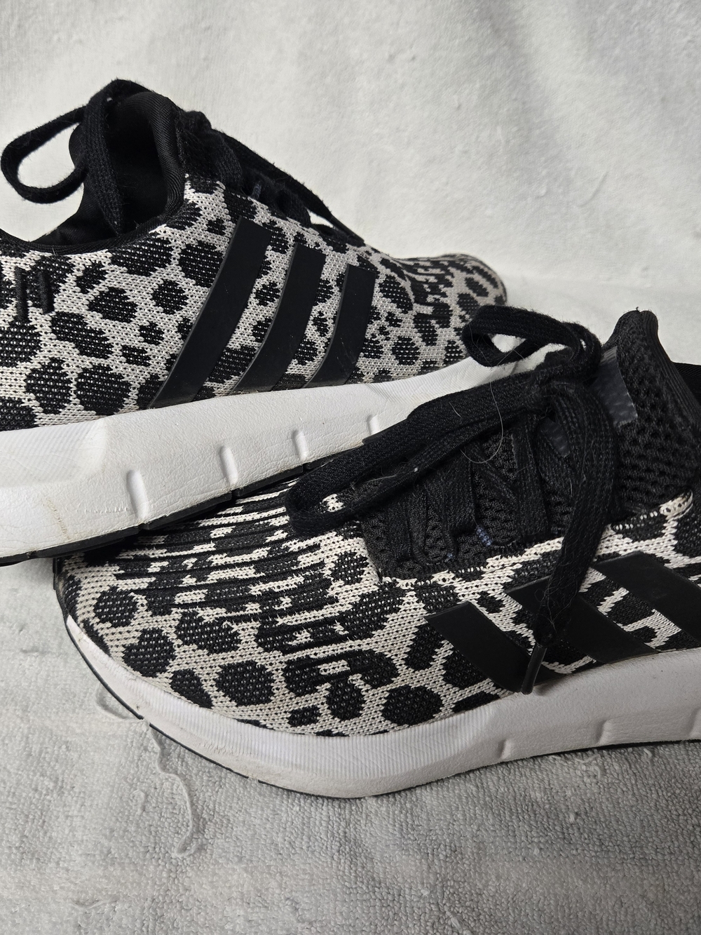 Adidas Black & White Leopard Knit Sneakers